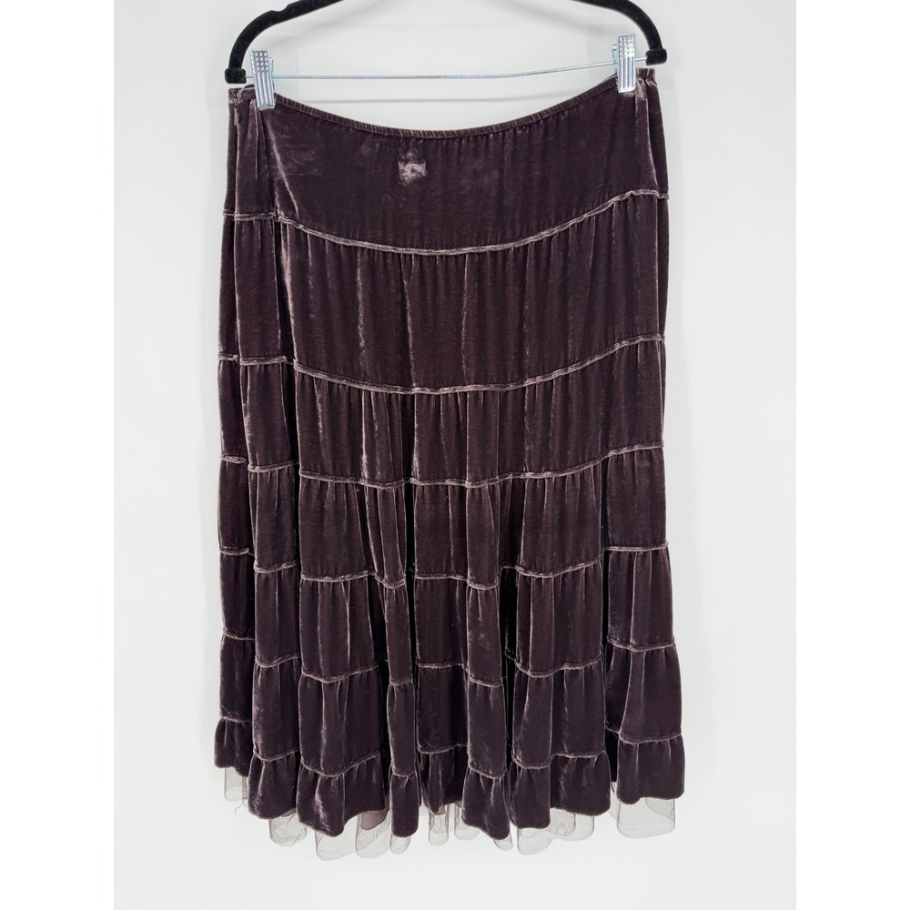 GARNET HILL VINTAGE VELVET TIERED MIDI SKIRT SZ 14 Y2K WHIMSIGOTH ROMANTIC FAIRY - Picture 9 of 11
